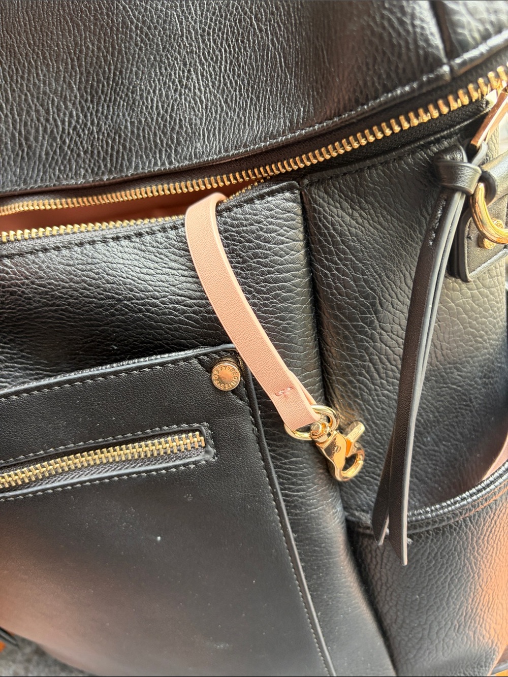 Poppy & Peonies Black Leather Backpack with Gold Hardware - Picture 7 of 7